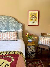 Load image into Gallery viewer, Orange Flower + Pale Blue Linen Frill