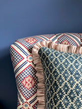 Load image into Gallery viewer, Blue Geometric Diamond + Pink Stripe Frill