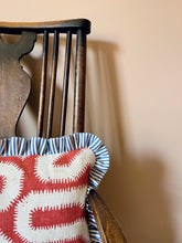 Load image into Gallery viewer, Red Maze + Blue Stripe Frill