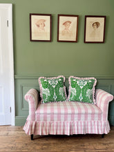 Load image into Gallery viewer, Green Botanical + Pale Pink Linen Frill