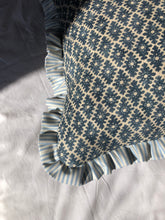 Load image into Gallery viewer, Blue Geometric Diamond + Pale Blue Stripe Frill