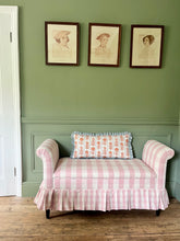 Load image into Gallery viewer, Orange Flower + Pale Blue Linen Frill