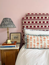 Load image into Gallery viewer, Orange Flower + Pale Blue Linen Frill