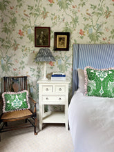 Load image into Gallery viewer, Green Botanical + Pale Pink Linen Frill
