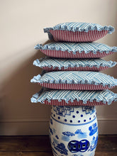 Load image into Gallery viewer, Blue Geometric Arrow + Blue Narrow Stripe Frill