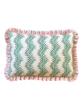 Load image into Gallery viewer, Green Scrolling Fern + Pink Narrow Stripe Frill