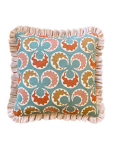 Load image into Gallery viewer, Teal Wavy Circle + Pink Narrow Stripe Frill