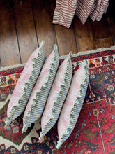Load image into Gallery viewer, Dusky Pink Wave + Green Narrow Stripe Frill