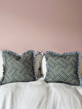 Load image into Gallery viewer, Blue Geometric Arrow + Blue Narrow Stripe Frill