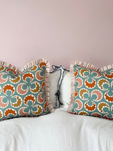 Load image into Gallery viewer, Teal Wavy Circle + Pink Narrow Stripe Frill