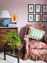 Load image into Gallery viewer, Green Scrolling Fern + Pink Narrow Stripe Frill