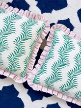 Load image into Gallery viewer, Green Scrolling Fern + Pink Narrow Stripe Frill