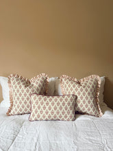 Load image into Gallery viewer, Red Block Print + Plain Maroon Piping