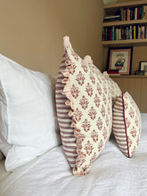 Load image into Gallery viewer, Red Block Print + Pink Stripe Frill