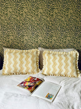 Load image into Gallery viewer, Yellow Scrolling Fern + Yellow Stripe Frill