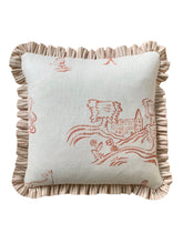 Load image into Gallery viewer, Orange Woodland Scene + Peach Stripe Frill