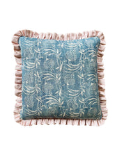 Load image into Gallery viewer, Denim Blue Pomegranate + Pink Stripe Frill