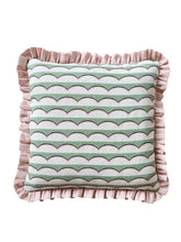 Load image into Gallery viewer, Green Scallop + Pink Stripe Frill