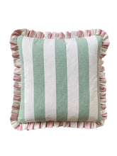 Load image into Gallery viewer, Sage Green Wide Stripe + Pink Wide Stripe Frill