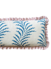Load image into Gallery viewer, Blue Scrolling Fern + Pink Stripe Frill