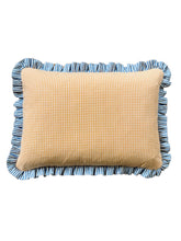 Load image into Gallery viewer, Orange Micro Gingham + Blue Stripe Frill