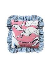 Load image into Gallery viewer, Pink Horse + Blue Stripe Frill