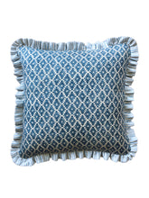 Load image into Gallery viewer, Blue Geometric Diamond + Pale Blue Stripe Frill
