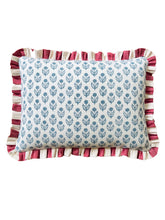 Load image into Gallery viewer, Floral Block Print + Red Wide Stripe Frill