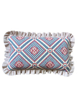 Load image into Gallery viewer, Blue and Red Geo + Plain Pink Frill