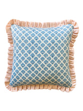 Load image into Gallery viewer, Blue Geometric + Pink Stripe Frill