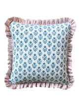 Load image into Gallery viewer, Floral Block Print + Pink Stripe Frill