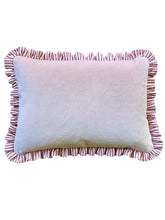 Load image into Gallery viewer, Dusky Pink Velvet + Red Ticking Frill
