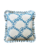 Load image into Gallery viewer, Blue Lattice + Blue Ticking Frill