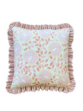 Load image into Gallery viewer, Pink and Peach Flower + Red Ticking Stripe Frill