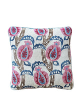 Load image into Gallery viewer, Pink Pomegranate + Pale Blue Piping