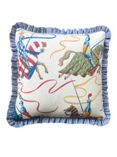 Load image into Gallery viewer, Jousting Horses + Blue Stripe Frill