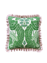 Load image into Gallery viewer, Green Botanical + Pale Pink Linen Frill