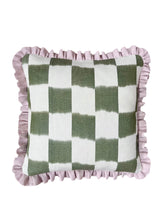 Load image into Gallery viewer, Green Checkerboard + Pale Pink Frill
