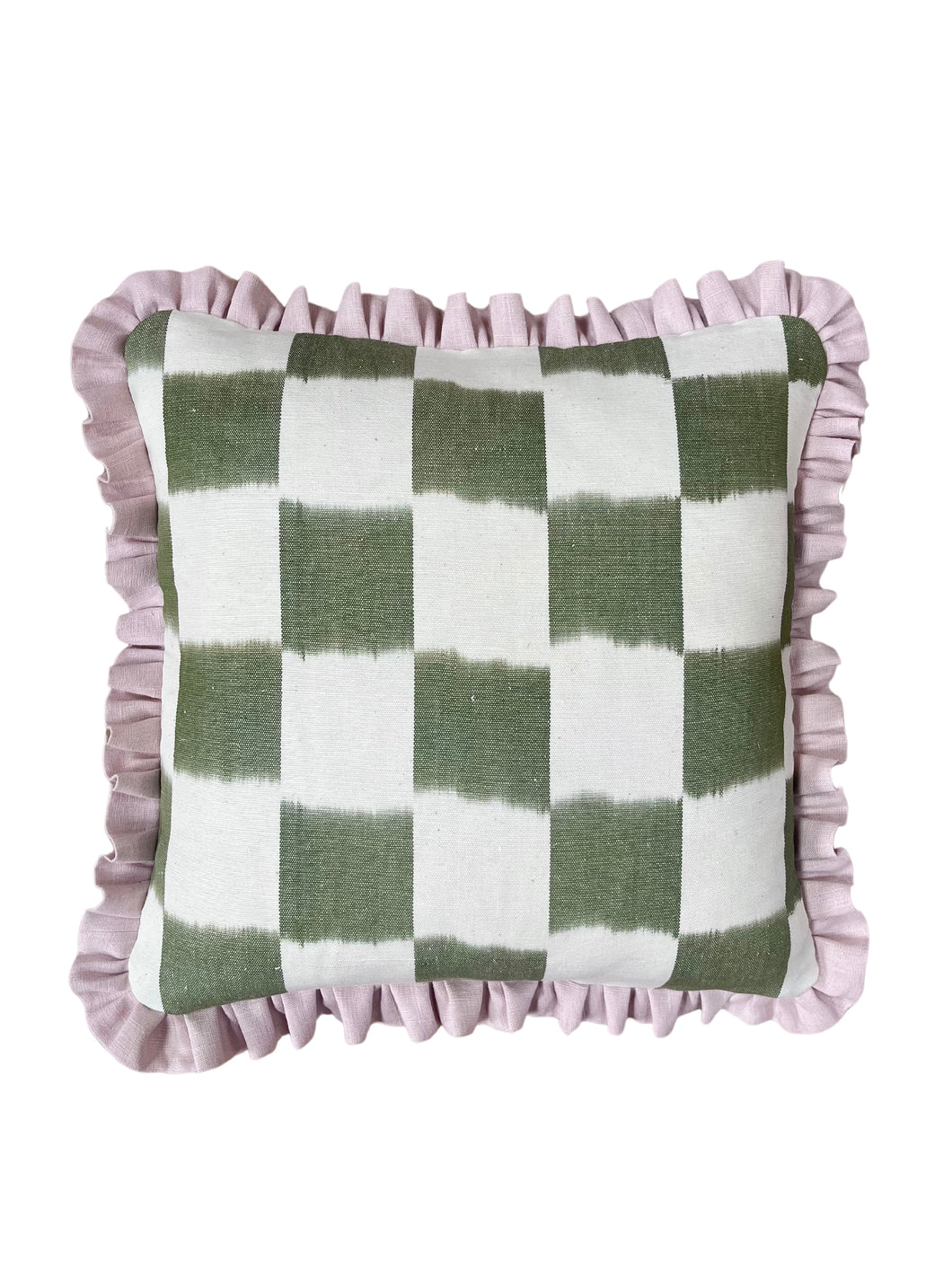 Green Checkerboard + Pale Pink Frill