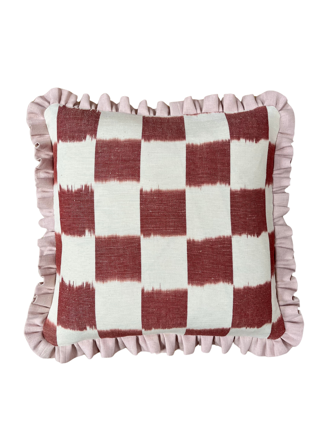 Red Checkerboard + Pale Pink Frill