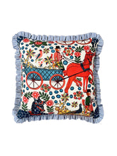 Load image into Gallery viewer, Multi Colourful Horse + Indigo Candy Stripe Frill
