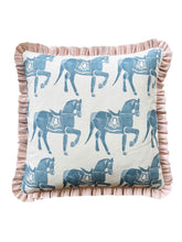 Load image into Gallery viewer, Blue Horse + Your Choice of Frill / Piping and Back Fabric
