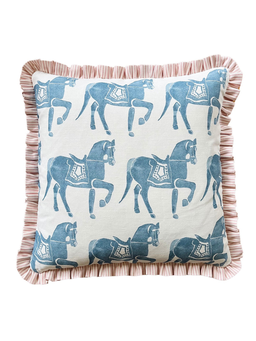 Blue Horse + Your Choice of Frill / Piping and Back Fabric