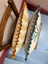 Load image into Gallery viewer, Yellow Scrolling Fern + Your Choice of Frill / Piping and Back Fabric
