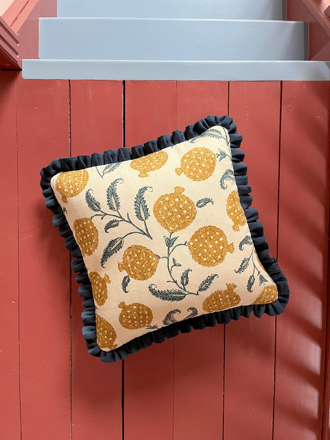 Ochre Pomegranate + Your Choice of Frill / Piping and Back Fabric