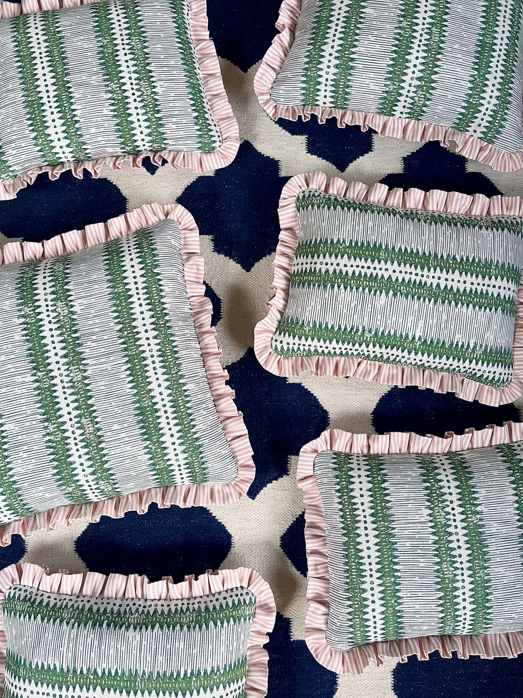 Green Aztec + Your Choice of Frill / Piping and Back Fabric