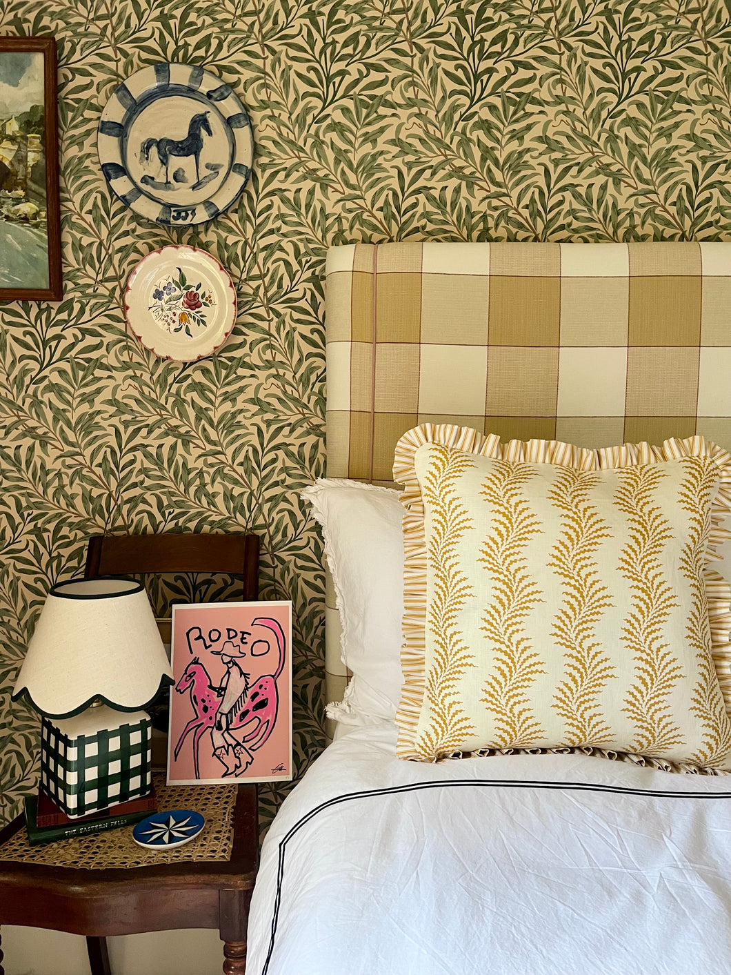 Yellow Scrolling Fern + Your Choice of Frill / Piping and Back Fabric