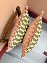 Load image into Gallery viewer, Green Checkerboard + Pale Pink Frill
