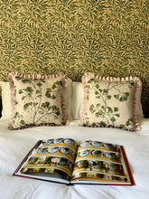 Load image into Gallery viewer, Green Gingko Leaves + Your Choice of Frill / Piping and Back Fabric
