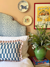 Load image into Gallery viewer, Blue Checkerboard + Pale Pink Frill
